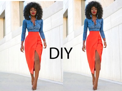 DIY Pencil Skirt With High Slit (Easy Sewing)