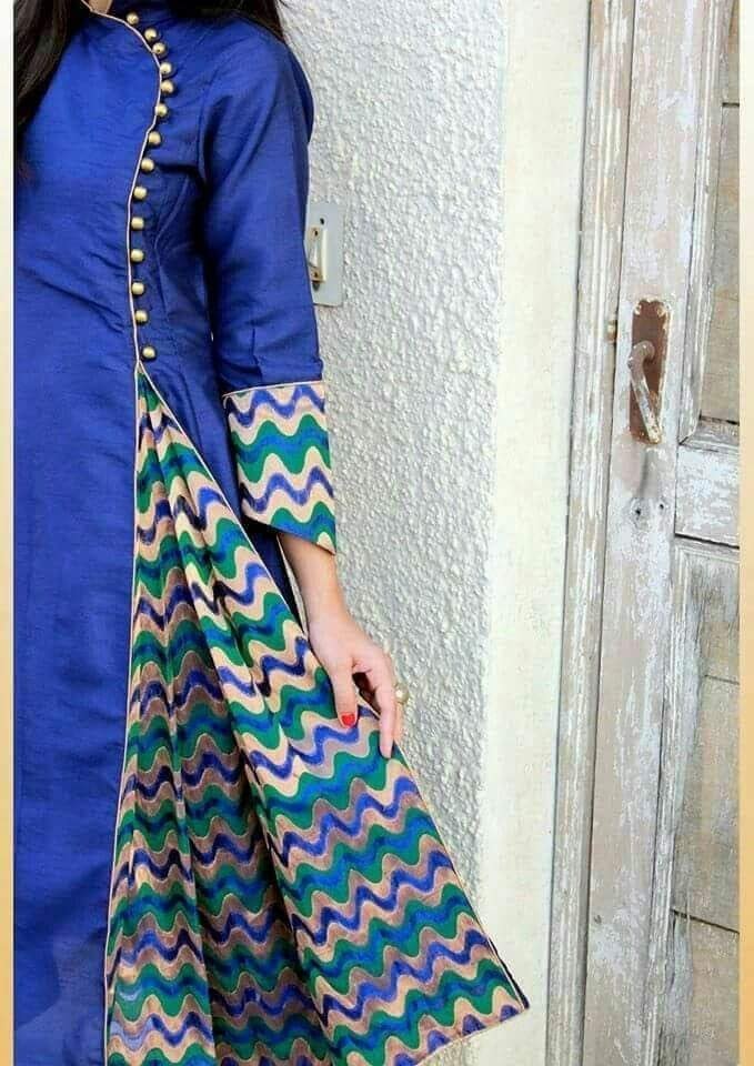 front pleated kurti designs