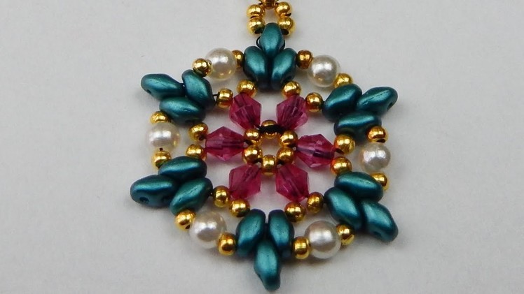 How to make a beaded pendant with twin beads and pearls DIY (tutorial + free pattern)