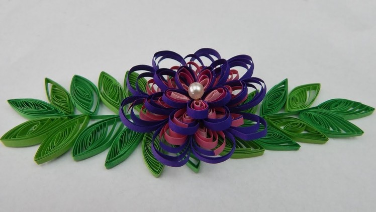 How to make a quilling flower with leaves  DIY (tutorial + free pattern)