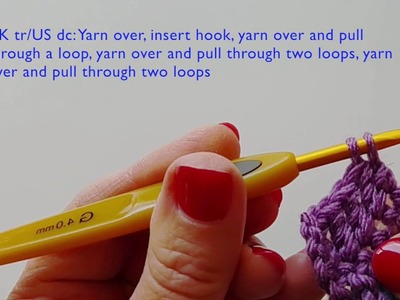Left handed tutorial for five basic crochet stitches in UK and US terms