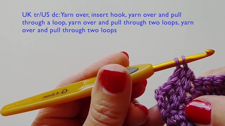 Left handed tutorial for five basic crochet stitches in UK and US terms