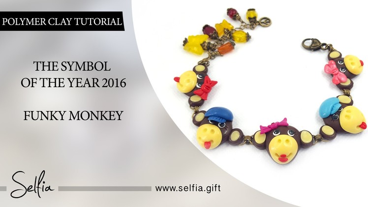 Polymer Clay Tutorial: DIY How to make "Funky Monkey" for jewelery set. FREE Video | Tutorial