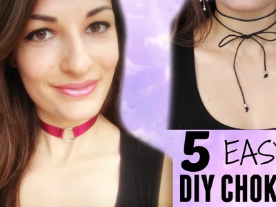 5 EASY DIY Chokers -Kendall Jenner Inspired- How to make Choker Necklaces -Zero Dollar Challenge