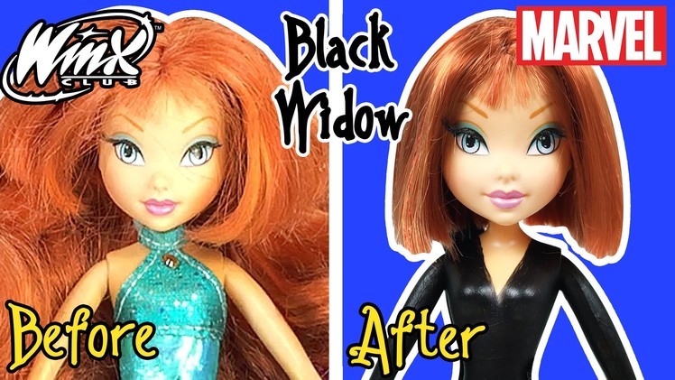 Black Widow Custom Doll using Winx Bloom - DIY Marvel Avengers Superheroes Doll