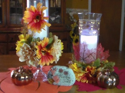 DIY Fall candle holders & table runner