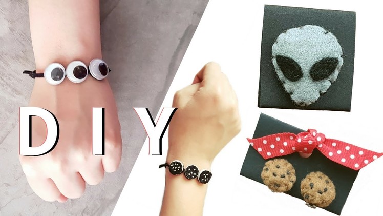 DIY Felt Oreo Bracelet, Choc Chip Cookie Earrings, Alien Patch Pin, Googly Eye Bracelets