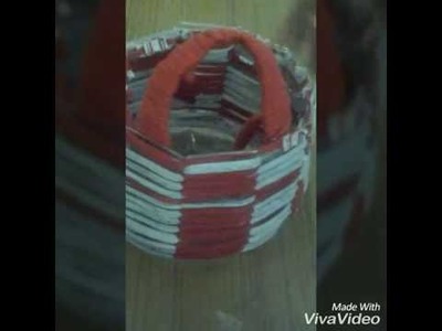 How to make Basket using plastic bottle and T-shirt yarn