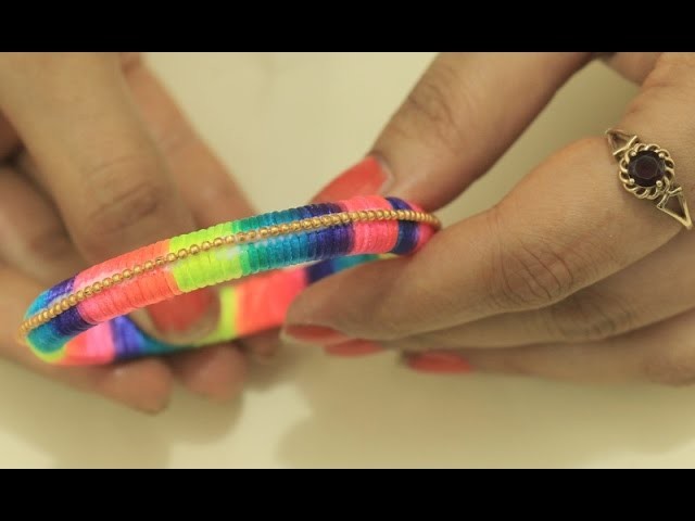 Too Simple Yet Very Beautiful Silk Thread Bangle DIY(How To Make Colorful Thread KADA at Home)Easy