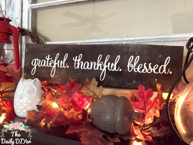 *DIY* Grateful Thankful Blessed Wood Sign