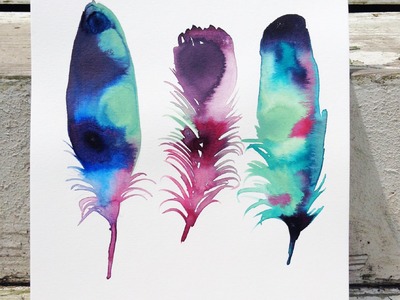 DIY ink drop technique feather painting