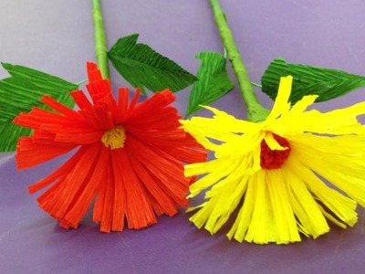 How to Make Daisy Crepe Paper Flowers - Flower Making of Crepe Paper - Paper Flower Tutorial
