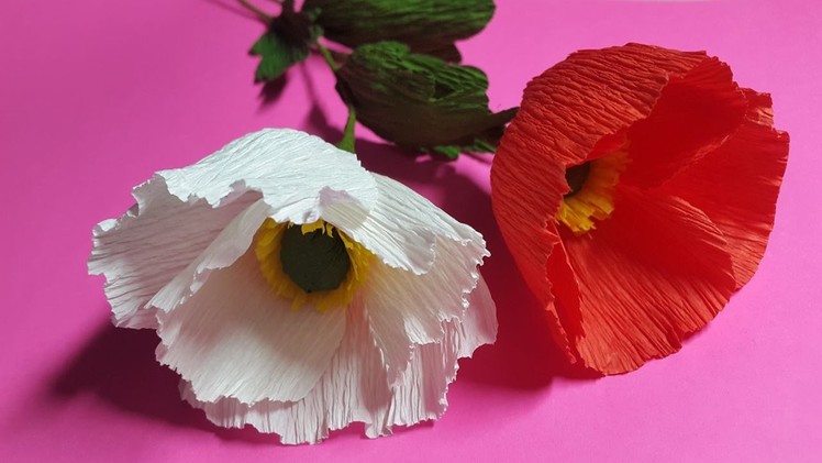 How to Make Poppy Crepe Paper Flowers - Flower Making of Crepe Paper - Paper Flower Tutorial