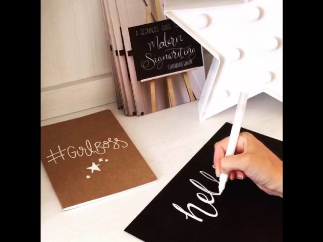 How to write on chalkboard with paint pen - simple typography - modern calligraphy