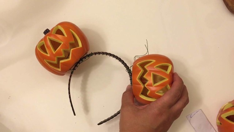 Light up Halloween jack o lantern Mickey ears.  DIY