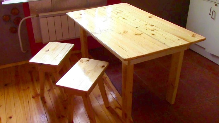 Make a Table! How to Build Wood Table + 2 Tabouret DIY