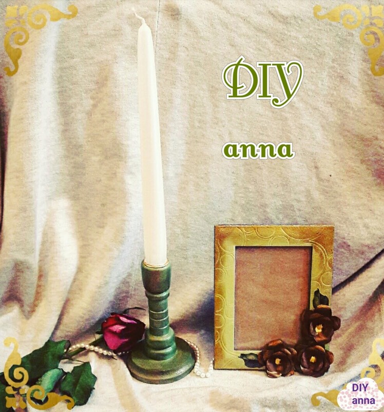 Shabby chic antique candle holder with antique paste DIY decoupage ideas decorations craft tutorial