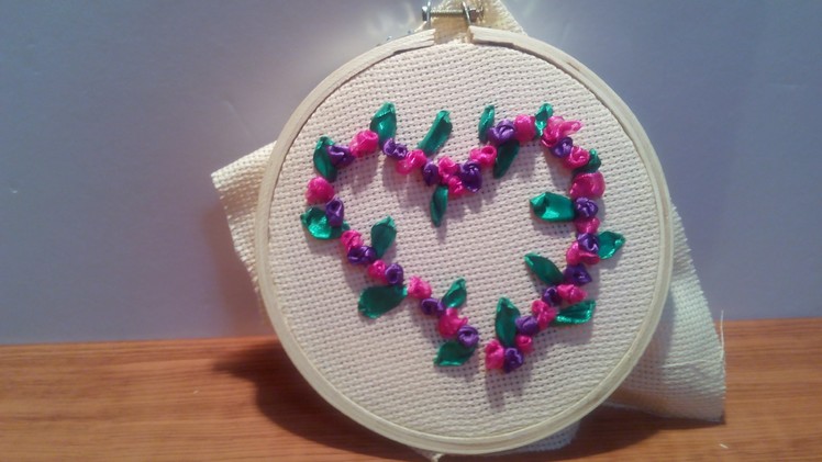 Wonderful DIY Pretty Embroidery Heart Silk Ribbon Rose + Tutorial .