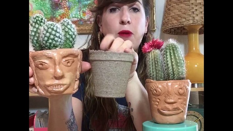 DIY Boho Face Planters with Air Dry Clay
