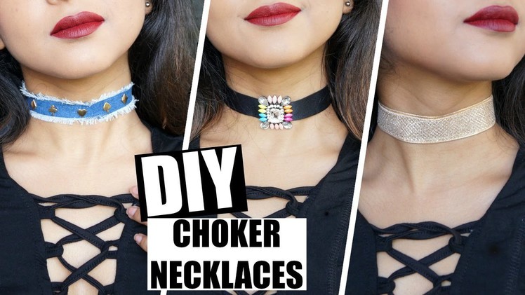 DIY CHOKER Necklaces Tutorial - Easy & Quick | Denim, Pendant, Circle | Stacey Castanha ♥♥
