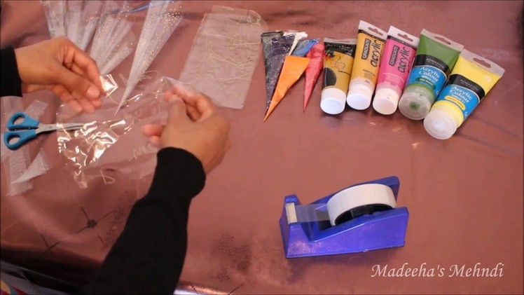 DIY: How to make henna and paint cones for decorating, IG: madeehas_mehndi