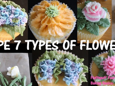 How to Pipe Flowers on a Cake (7 types in 7 minutes) - Fluffnpuff Pastry Baking Basics