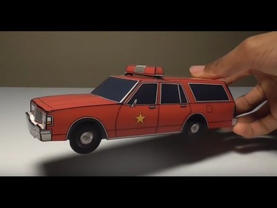JCARWIL PAPERCRAFT 1987 Chevy Caprice 9C1 Fire Wagon (Building Paper Model Car)