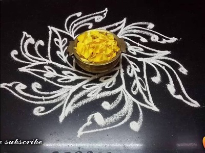 Rangoli designs with dots 7-4.free style tutotrial.DIY.simple rangoli designs for beginners