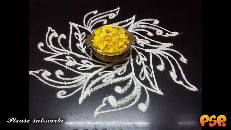 Rangoli designs with dots 7-4.free style tutotrial.DIY.simple rangoli designs for beginners