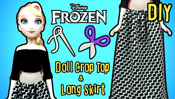 Disney Frozen Elsa Makeover - DIY - How to Make Crop Top and Long Skirt For Doll