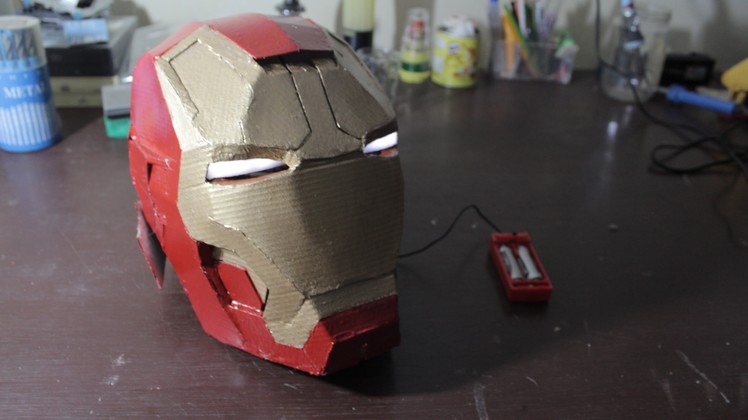 DIY Cardboard Iron Man Helmet with LED eyes