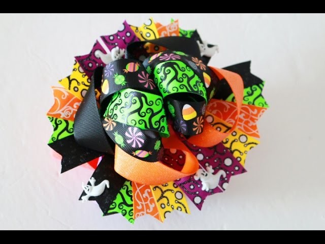DIY Halloween Hair bow (RE-DO).  Stacked Hairbow tutorial
