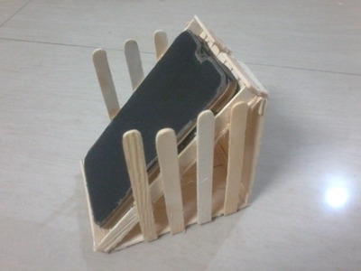 DIY: How to make mobile stand  (beach bench model) using popsicle. ice cream sticks