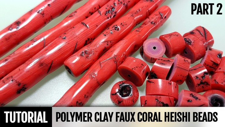 DIY Part 2. Polymer Clay Faux Coral Heishi Beads - Imitation Technique
