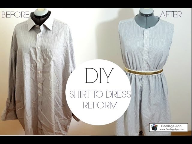 DIY REFASHION SHIRT INTO DRESS