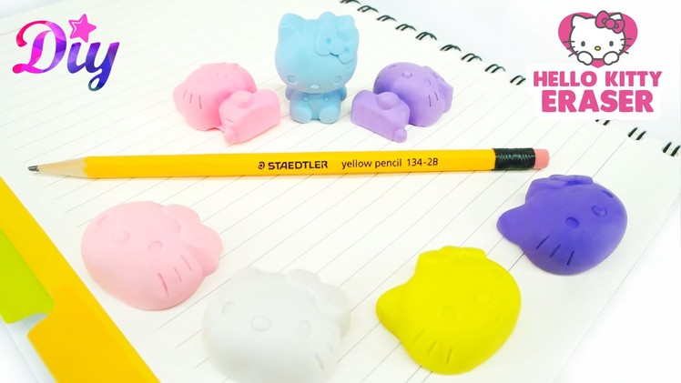 How to make Hello Kitty Eraser DIY - School hacks