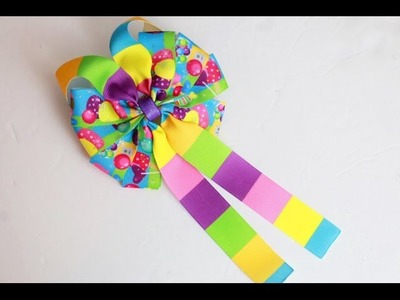 Let's make a bow! Candy Land hairbow tutorial (DIY 10 loop BOW) 