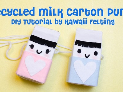 Recycled Milk Carton Purse DIY Crafts Tutorial Video by Kawaii Felting