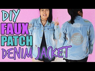 CHEAP + EASY FAUX PATCH JEAN JACKET. DIY FAUX PATCH DENIM JACKET FALL FASHION UPCYCLED EP. 7