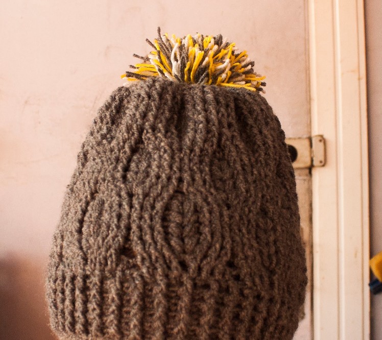 Crochet cabled beanie