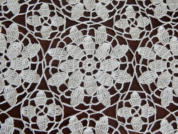 CROCHET Flower  motif  doily  tablecloth  blanket Part 2