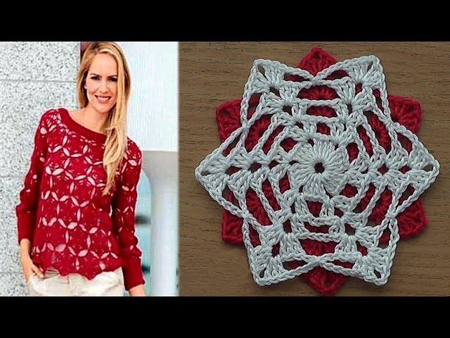 Crochet motif for tunic blouse dress  VERY EASY free pattern tutorial