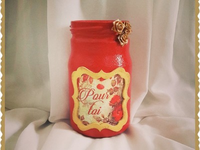 Decoupage shabby chic jar DIY ideas decorations craft tutorial. URADI SAM