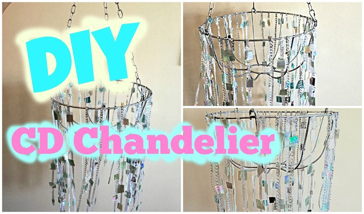 DIY Chandelier  - How to Make a Chandelier from Old CDs!! | Room Decor