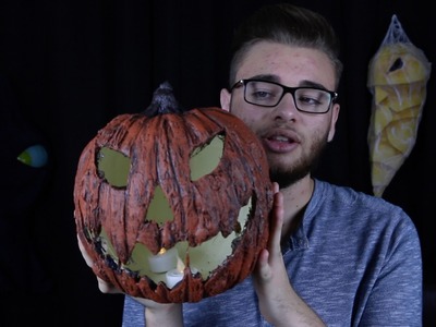 DIY fake creepy jack o'lantern  - Halloween prop tutorial