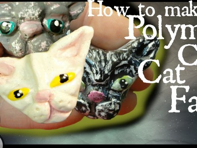 DIY: How to make a easy polymer clay kitty cat face. tutorial.diy.sculpey.fimo.air dry clay