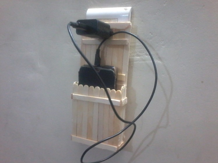 DIY: How to make charging holder for mobile using ice cream sticks or Popsicle sticks