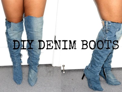 DIY Kim Kardashian Denim Boots