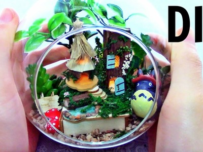 DIY Miniature Dollhouse Terrarium with Lights | DIY Miniature Totoro Forest Tribe