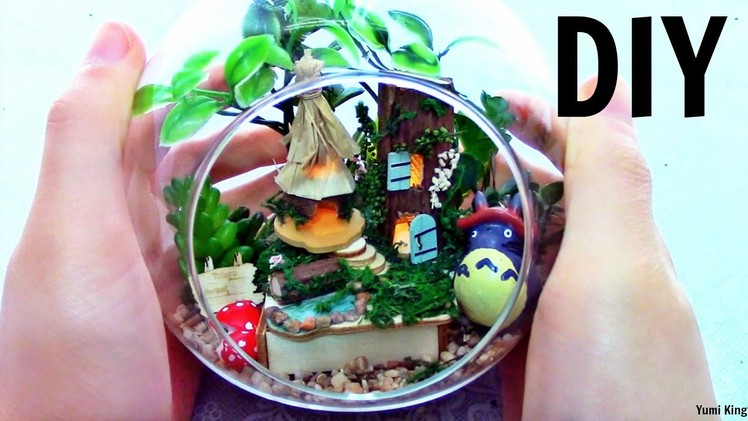 DIY Miniature Dollhouse Terrarium with Lights | DIY Miniature Totoro Forest Tribe